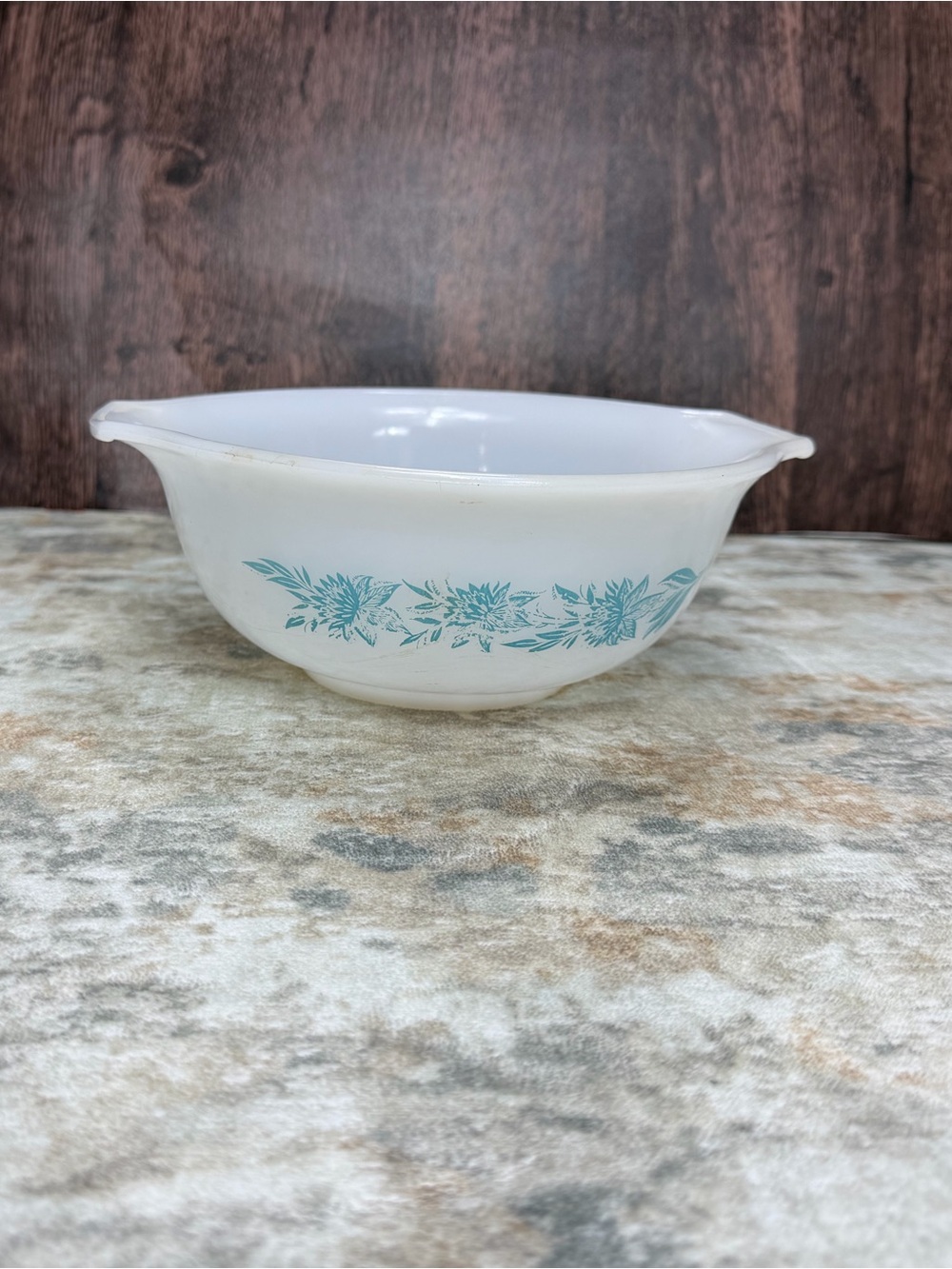 Vintage Glasbake J235 Blue Thistle Milk Glass Casserole Dish 1 Qt MCM